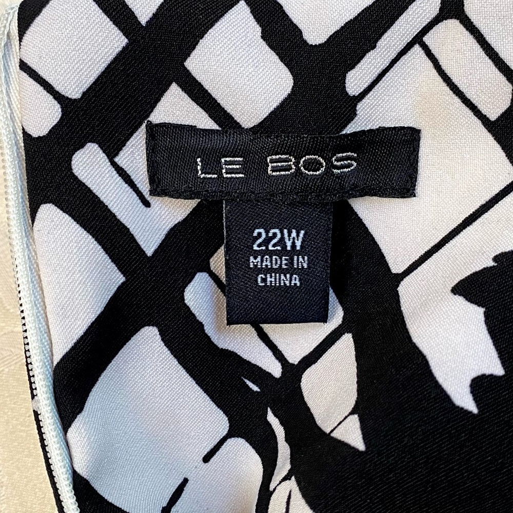 Le Bos Dress Womens Plus Size 22W Black White Sleeveless Office Party Sheath - Picture 5 of 9